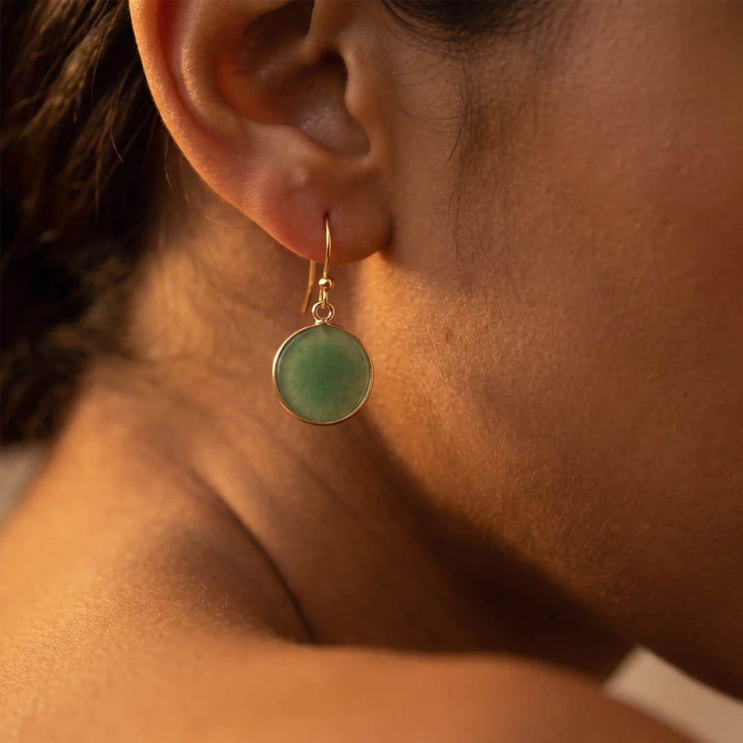"Elegant Circle" Earrings in Natural Stones