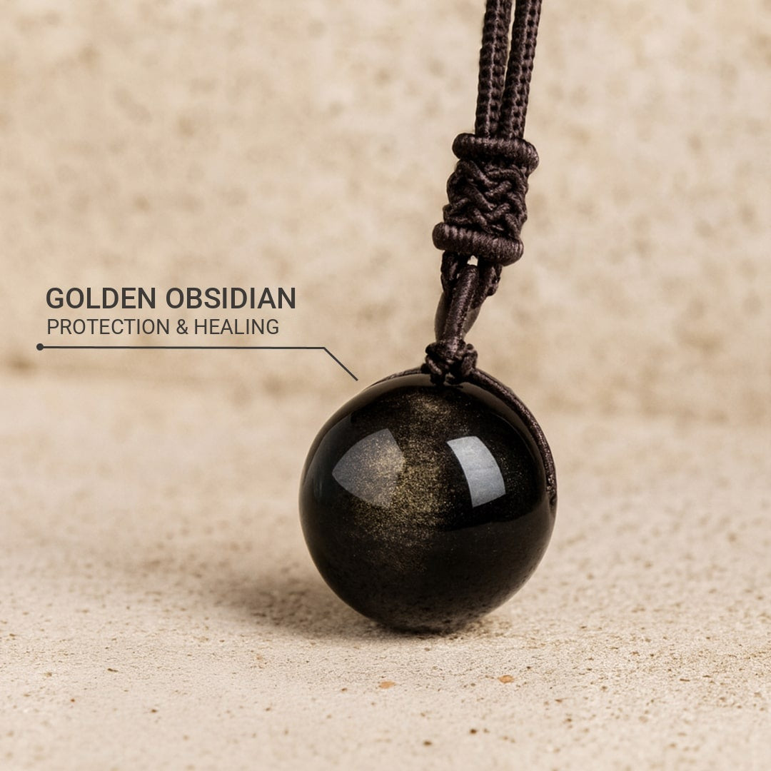 "Sphere" Pendant in Golden Obsidian