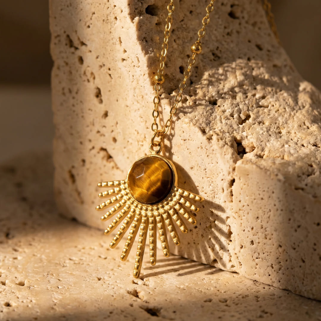 "Mayan Sun" Pendant in Tiger's Eye
