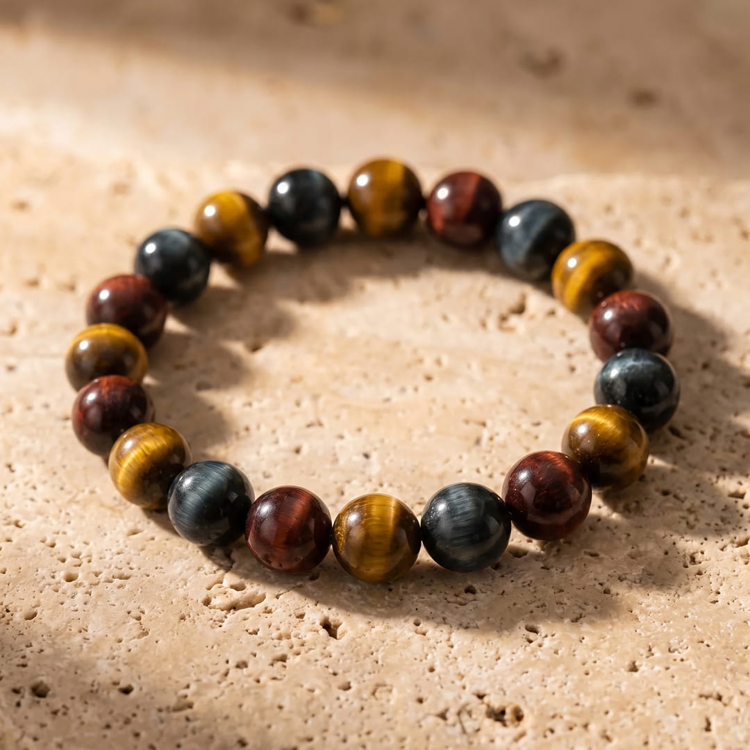 "Multiple Eye" Bracelet in Tiger's Eye, Bull's Eye & Hawk's Eye