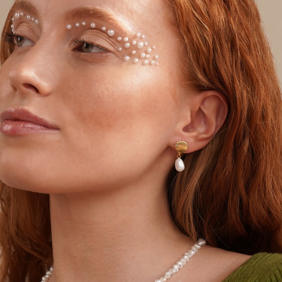 Concetta Shell Pearl Studs