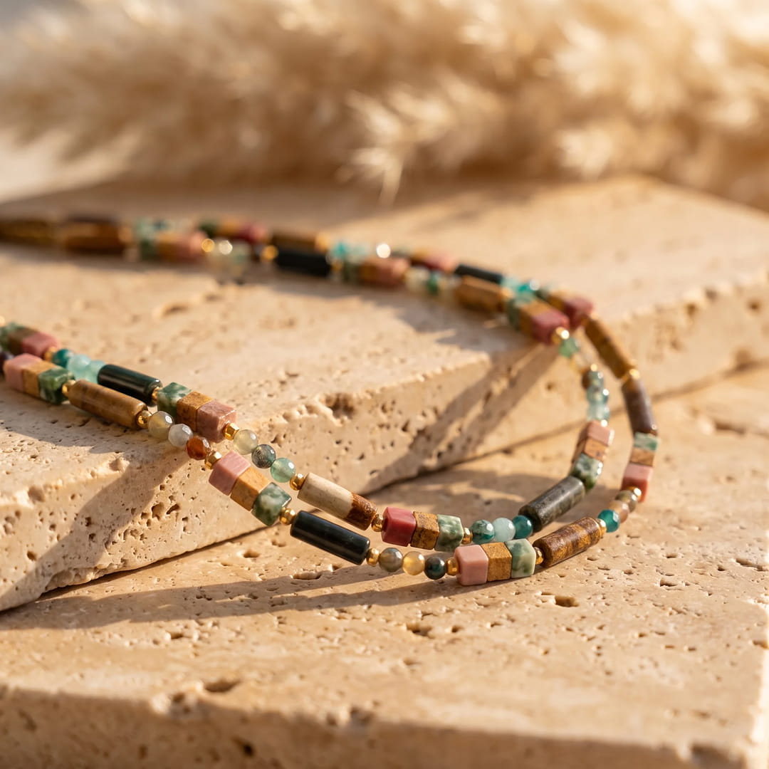 Boho Chic Necklace in Natural Stones