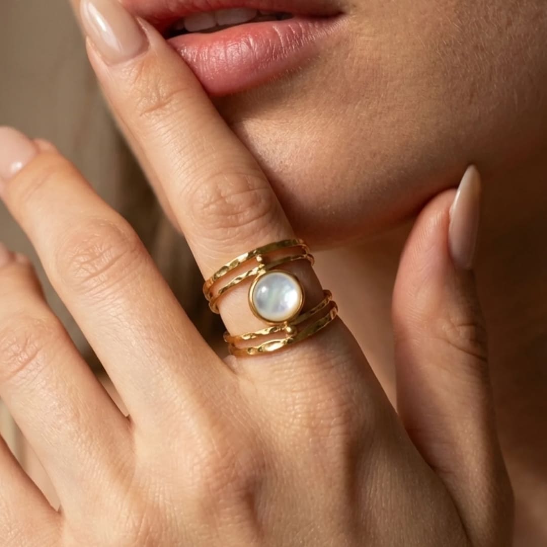 "Mother-of-Pearl Softness" Adjustable Ring