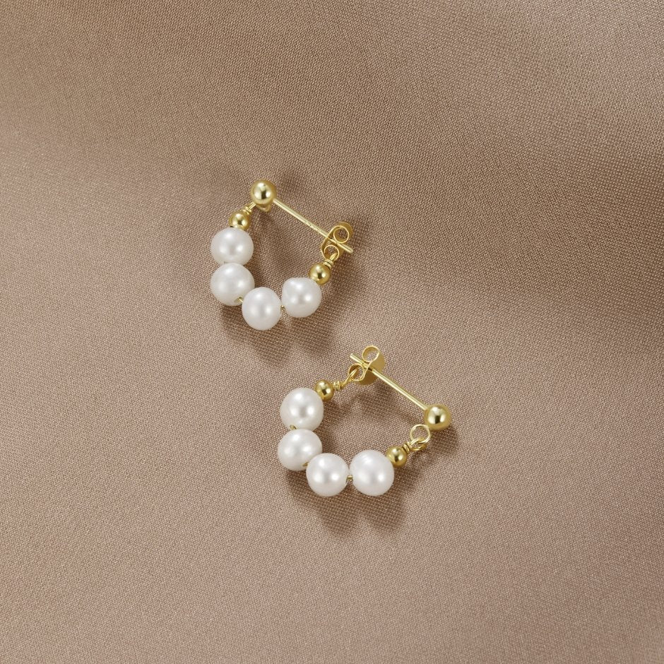 Elettra Pearl Row Hoops