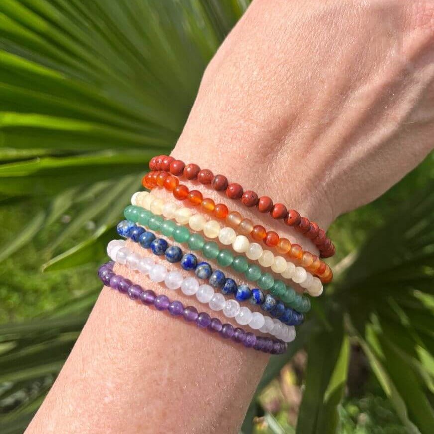 "Rainbow" Set of 7 Bracelets in Natural Stones