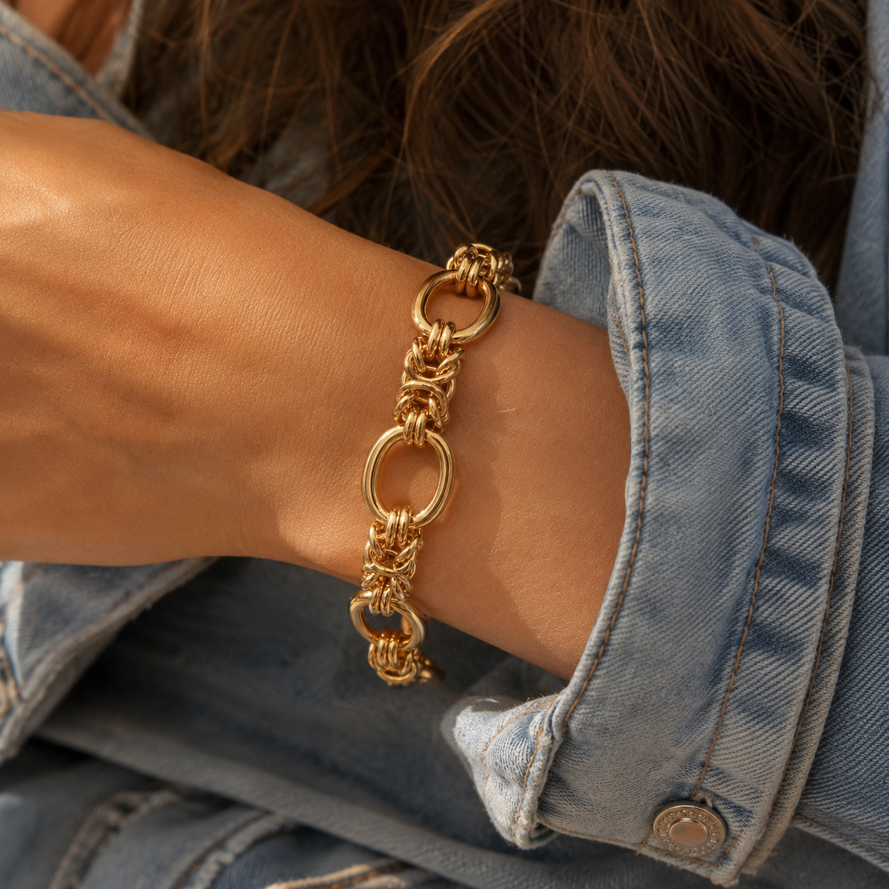 Oval and Woven Chain Bracelet