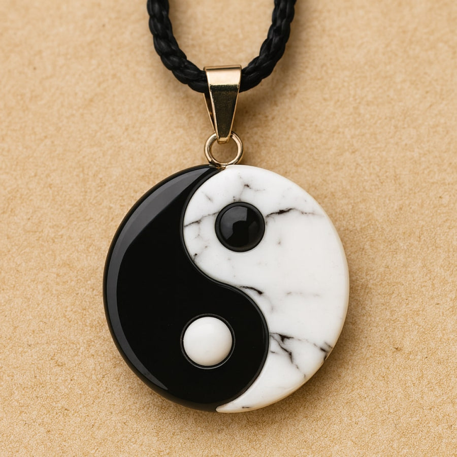 "Yin-Yang" Pendant in Howlite & Black Obsidian