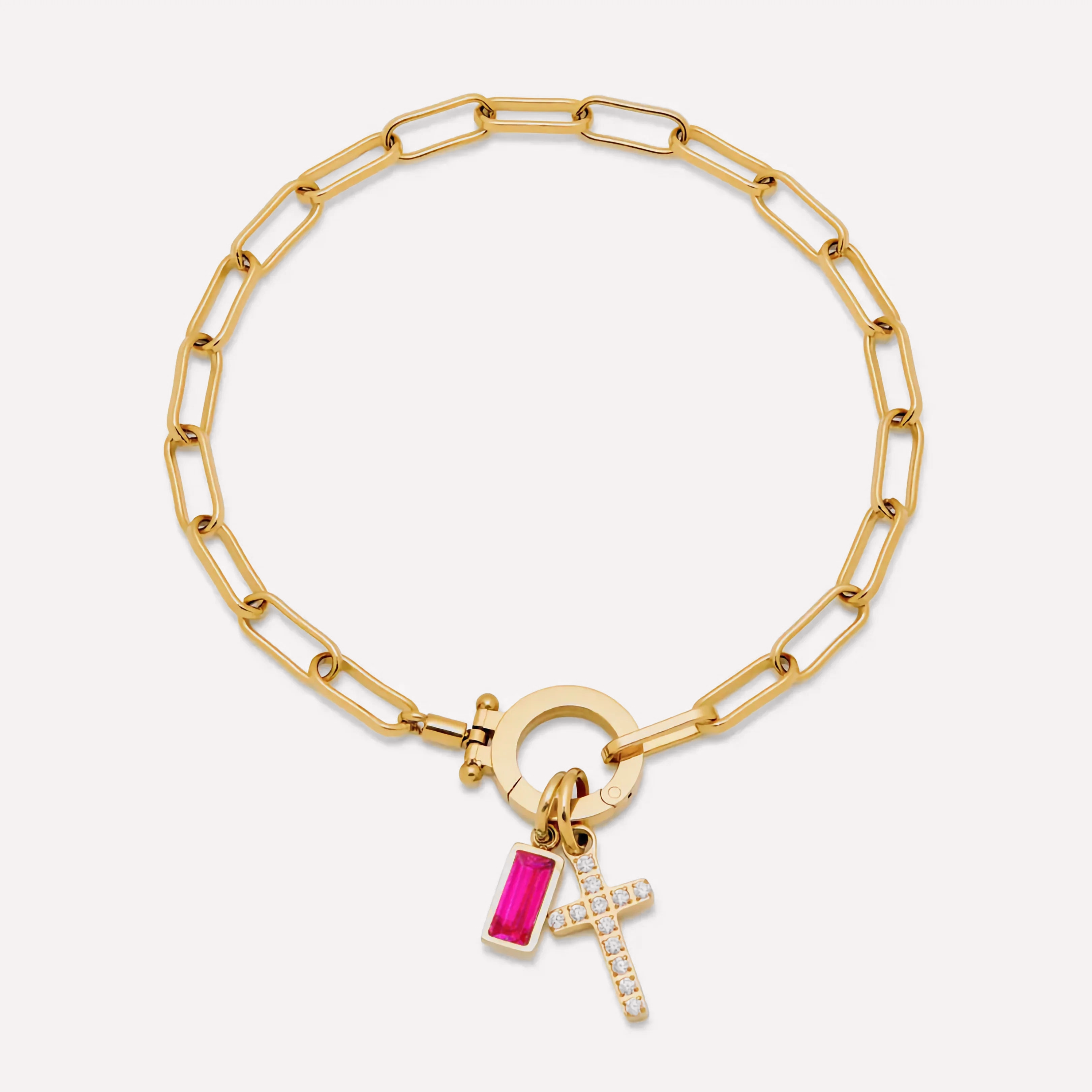 Grazia Birthstone Cross Bracelet — July