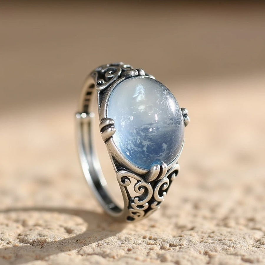 "Voice of the Soul" Adjustable Ring in Aquamarine