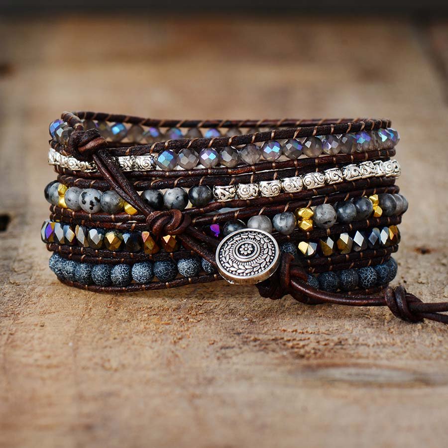 "Symbol of Mastery" Wrap Bracelet in Onyx