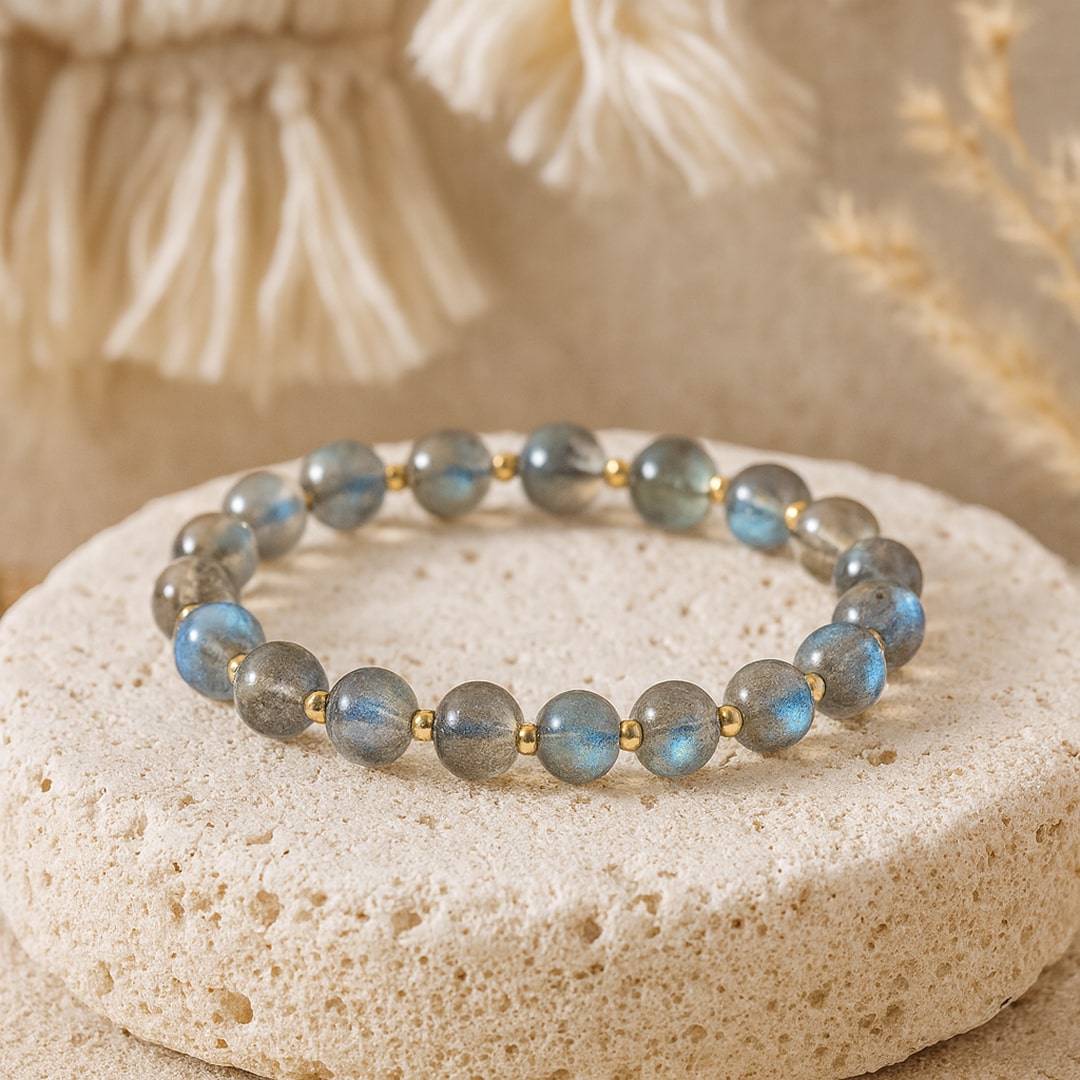 "Clarity & Protection" Bracelet Duo in Labradorite