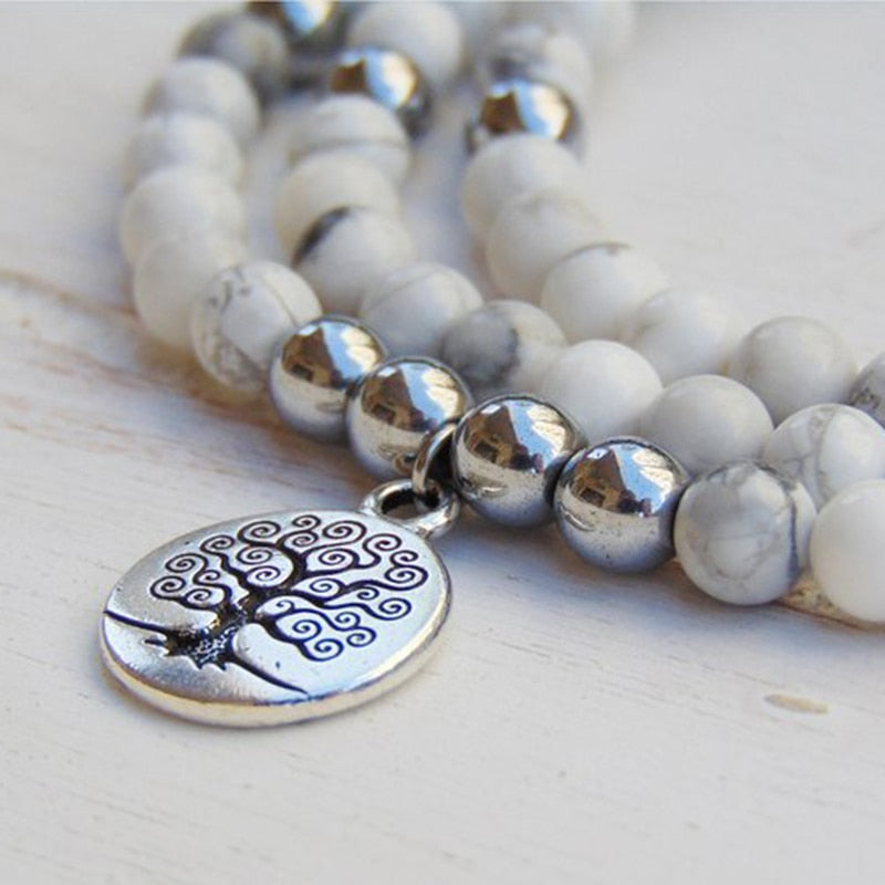 "Feminine Gentleness" Mala Bracelet in Howlite