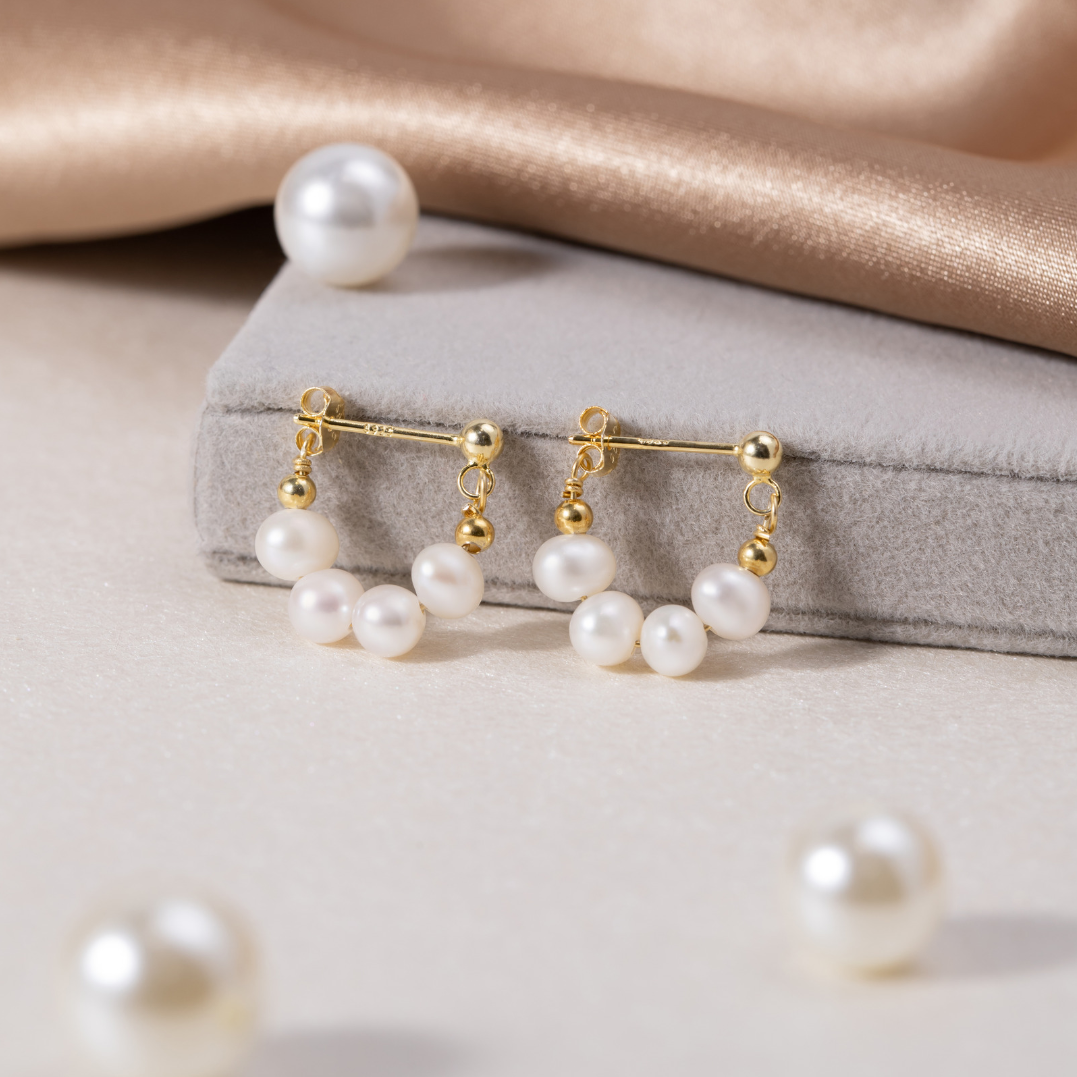 Elettra Pearl Row Hoops
