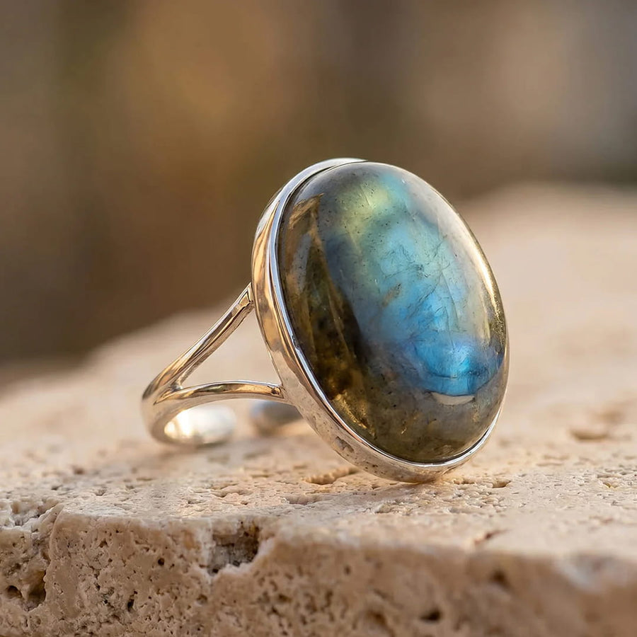 "Tara" Adjustable Ring in Labradorite