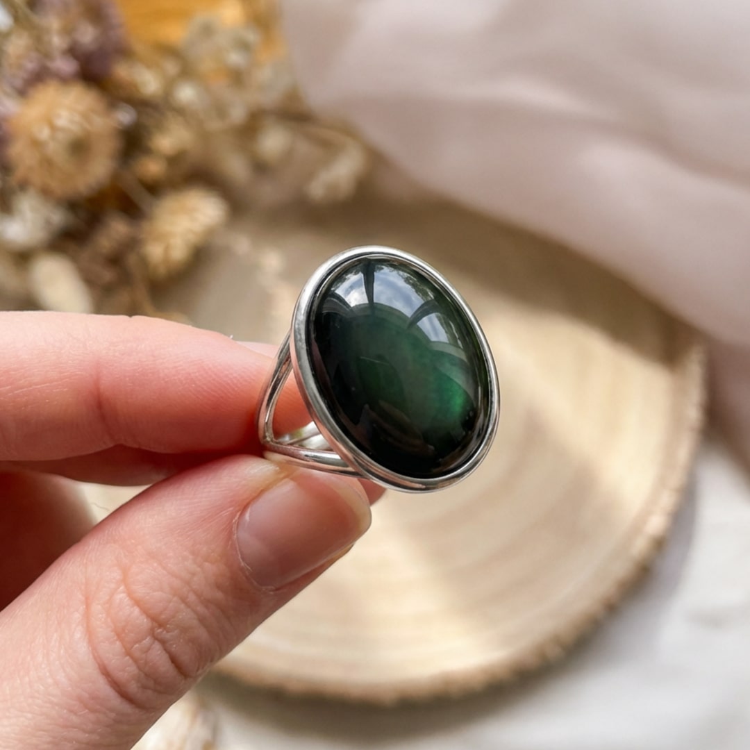 "Celestial Eye" Adjustable Ring in Obsidian