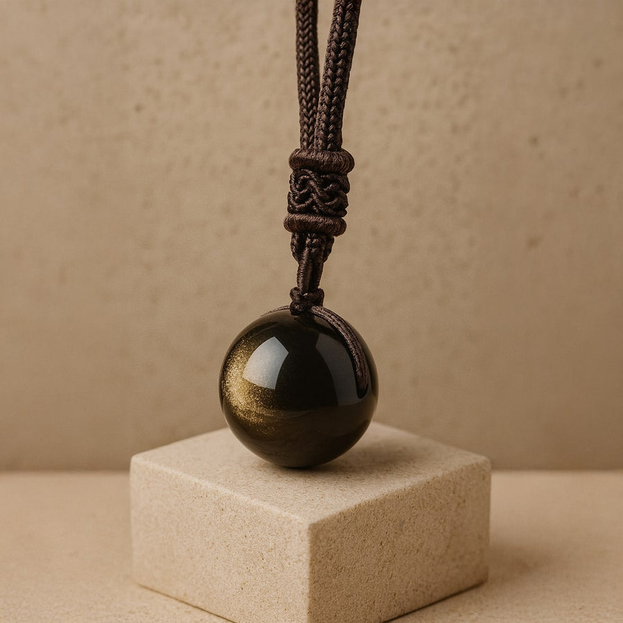 "Sphere" Pendant in Golden Obsidian