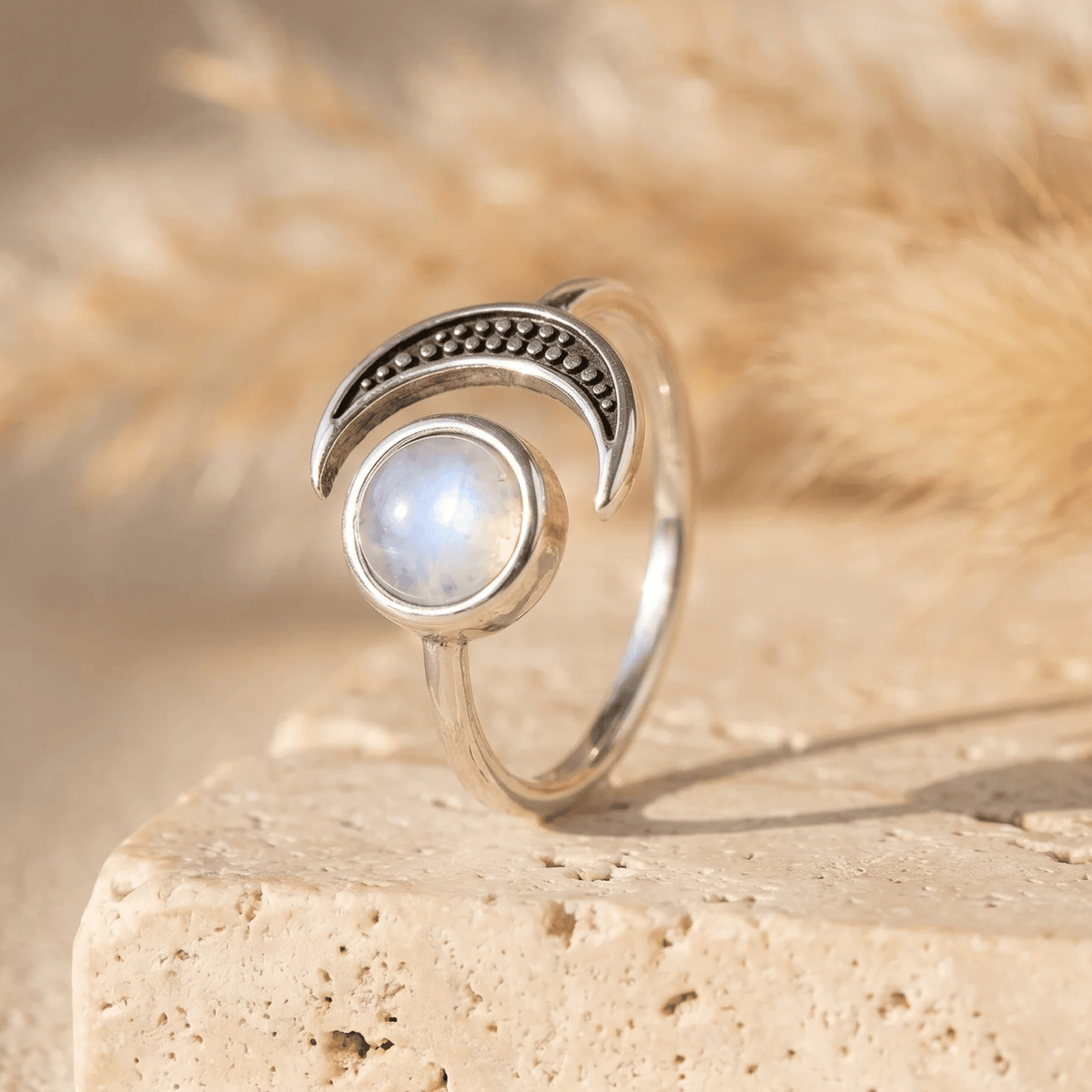 "Selene" Adjustable Ring in Moonstone