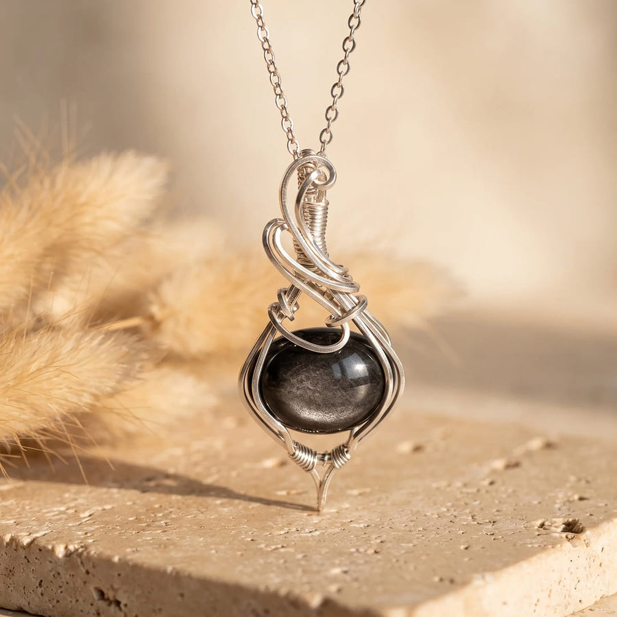 "Nocturnal Serenity" Pendant in Silver Obsidian