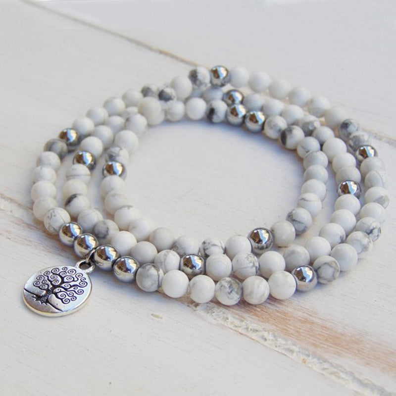 "Feminine Gentleness" Mala Bracelet in Howlite
