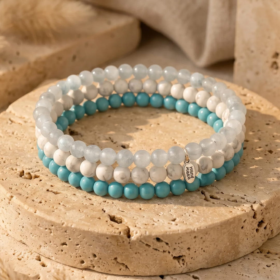 "Ocean of Gentleness" Set in Turquoise, Howlite & Aquamarine
