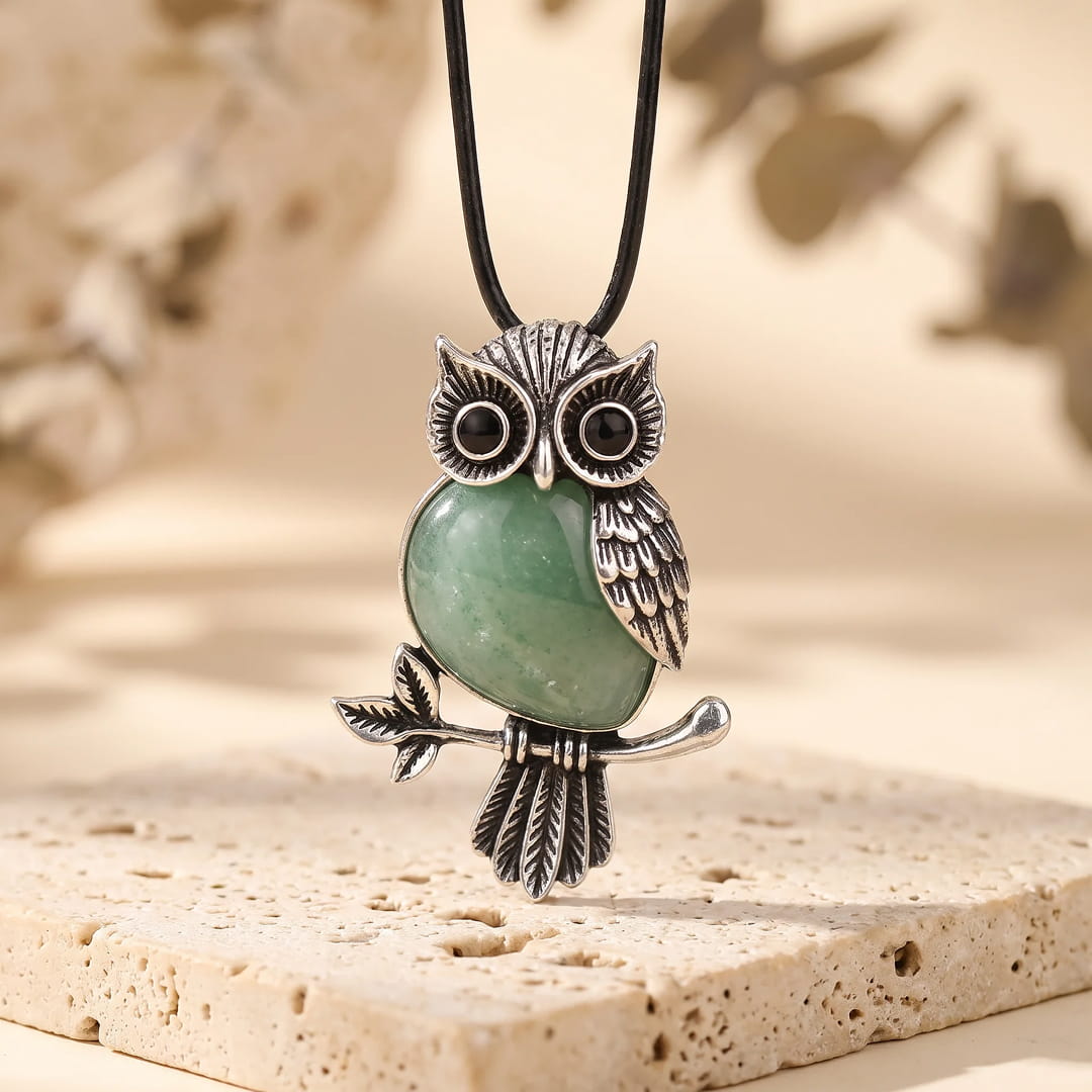 "Owl" Necklace - Natural Stone of Your Choice