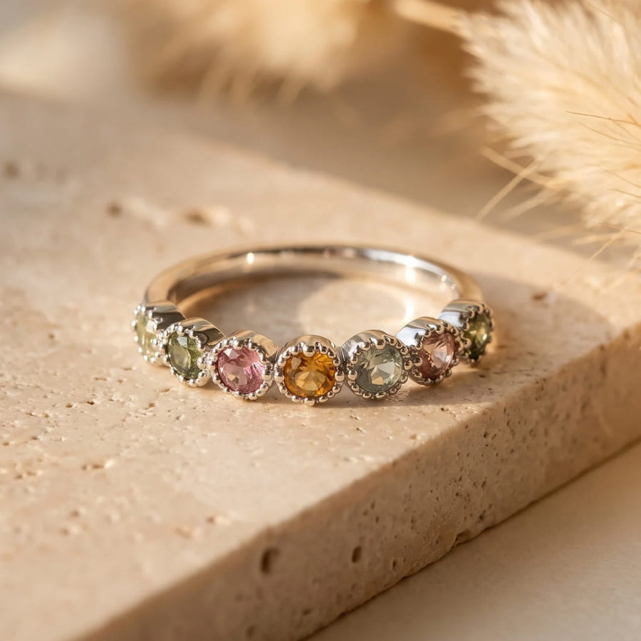 "Mangala" Adjustable Ring in Multicolor Tourmaline