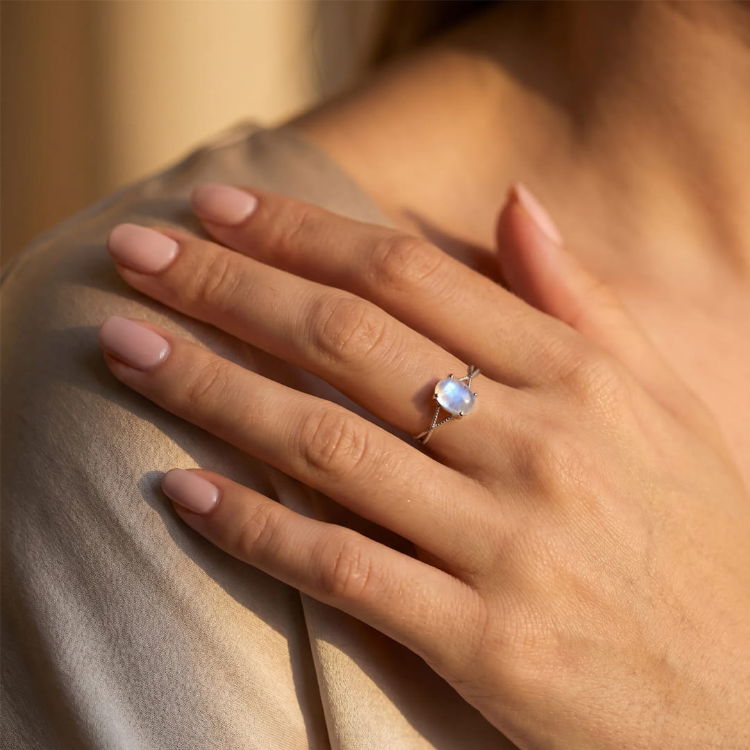 "Clarity of the Soul" Adjustable Ring in Moonstone
