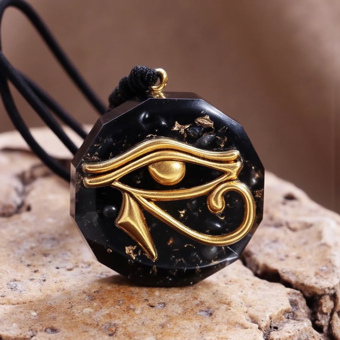 Eye of Horus Orgonite Pendant in Stone Chips