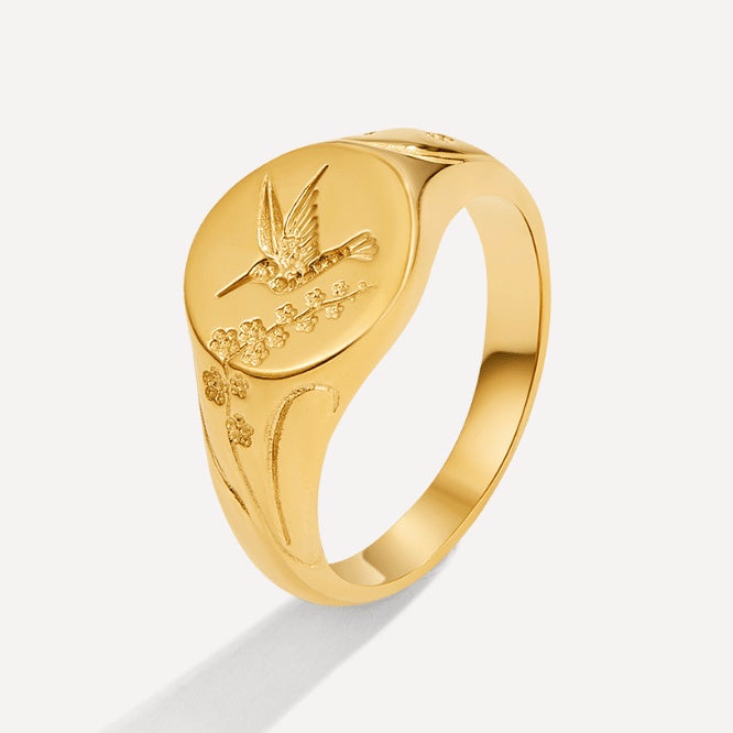 Lucia Hummingbird Signet Ring