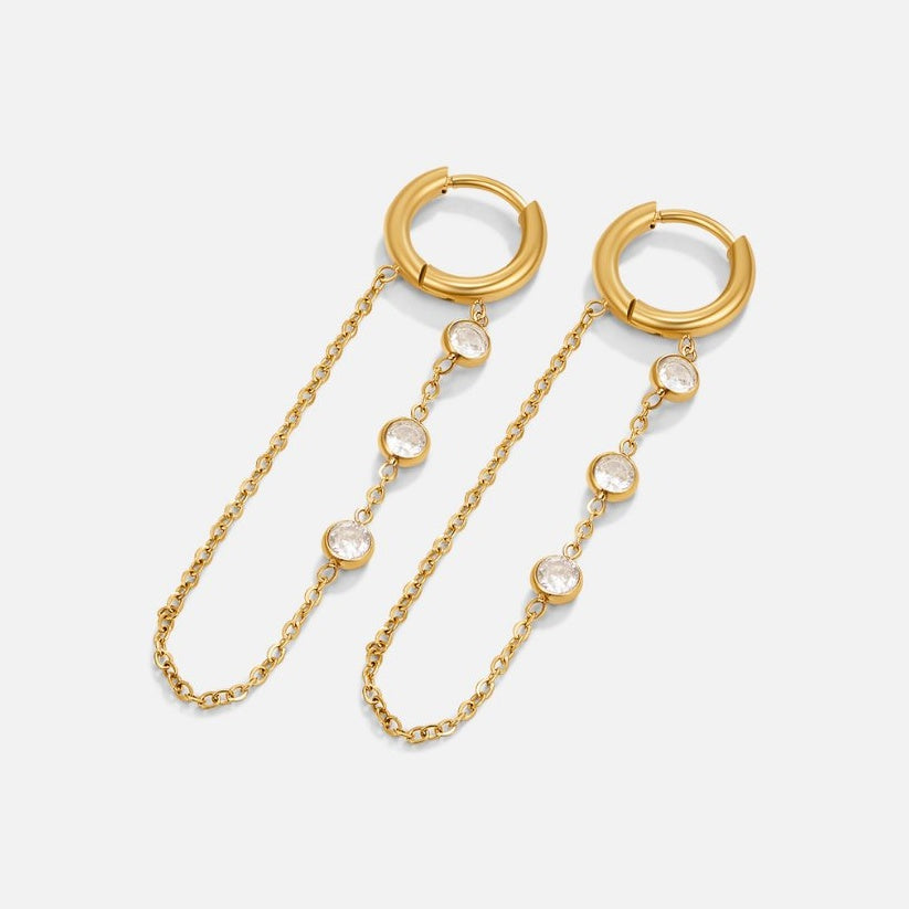 Ottilia Crystal Chain Hoops