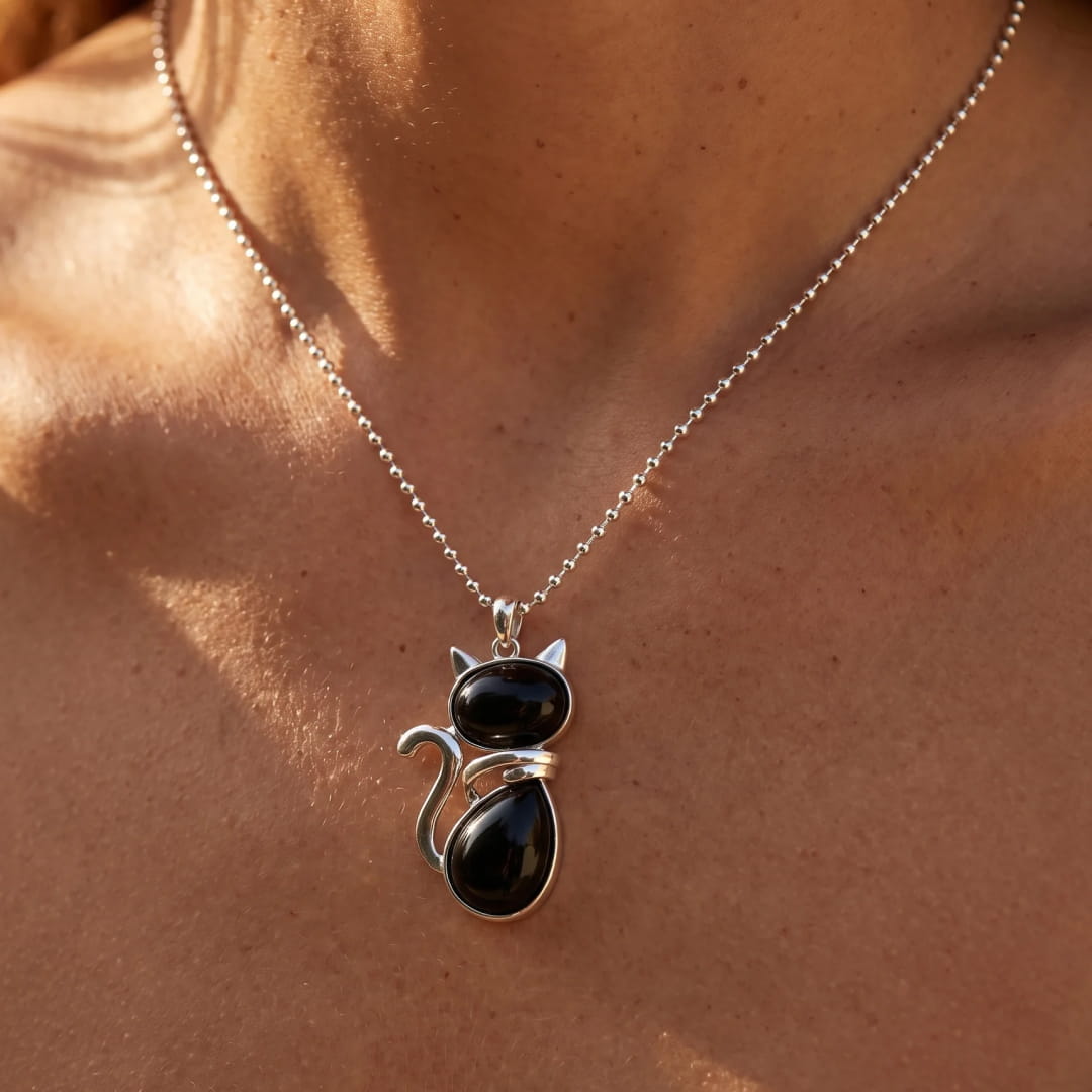 Natural Stone Cat Pendant