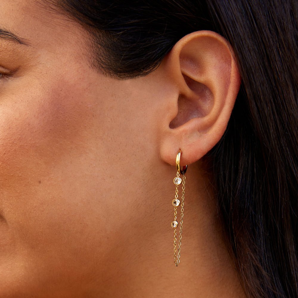 Ottilia Crystal Chain Hoops