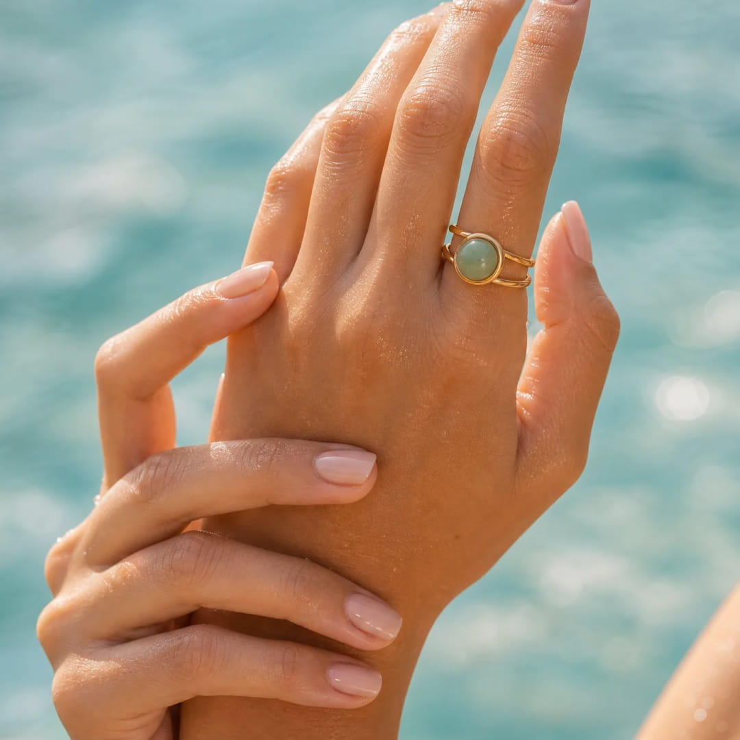 "Arya" Ring in Green Aventurine