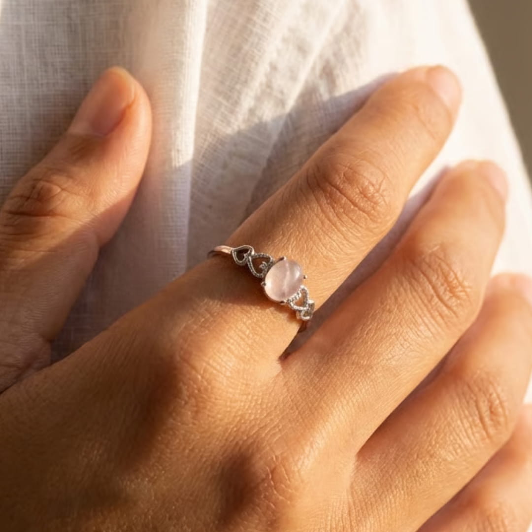 "Rose Serenity" Adjustable Ring in Rose Quartz