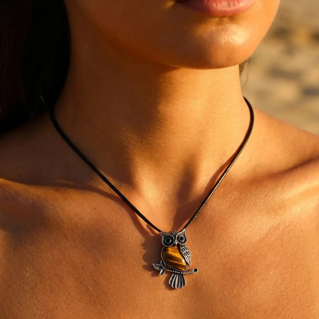 "Owl" Necklace - Natural Stone of Your Choice