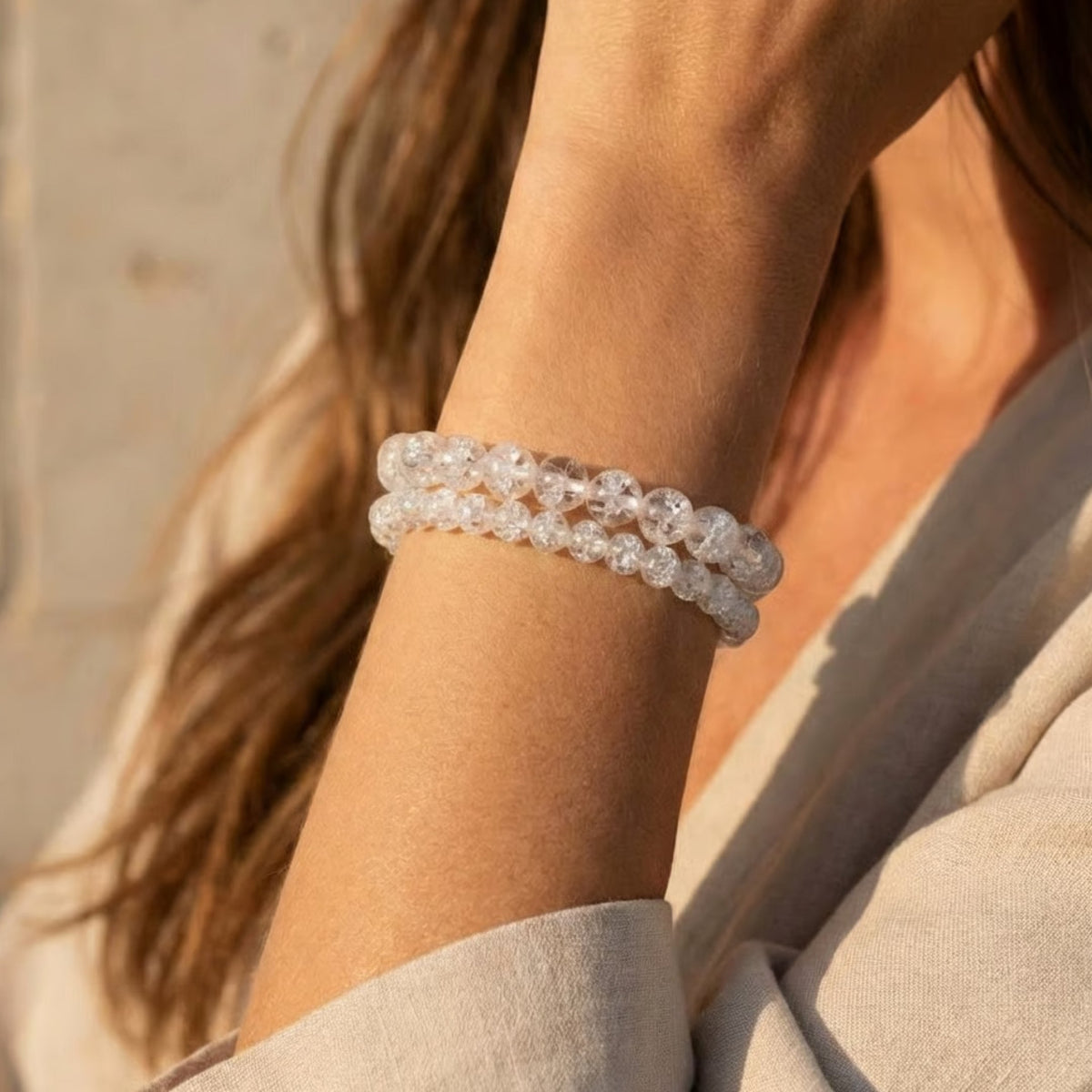 "Shards of Light" Bracelet in Crackled Rock Crystal