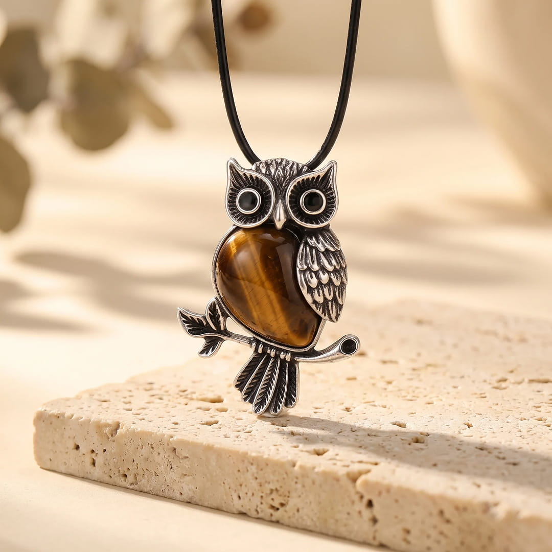"Owl" Necklace - Natural Stone of Your Choice