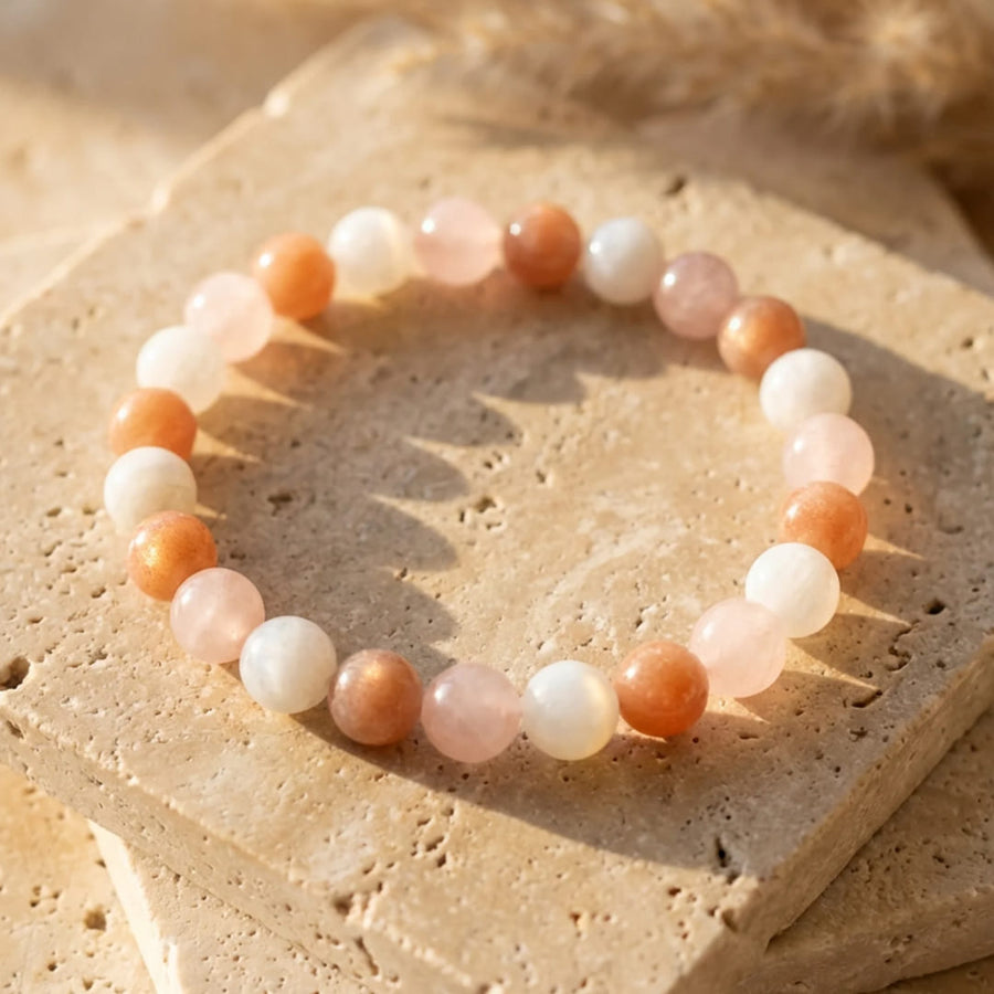 "Venus" Bracelet in Sunstone, Rose Quartz & Moonstone