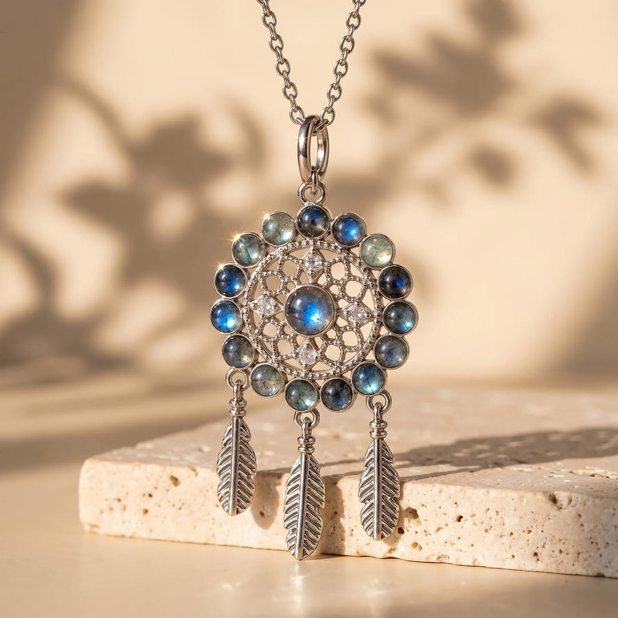 "Boreal Feathers" Pendant in Labradorite
