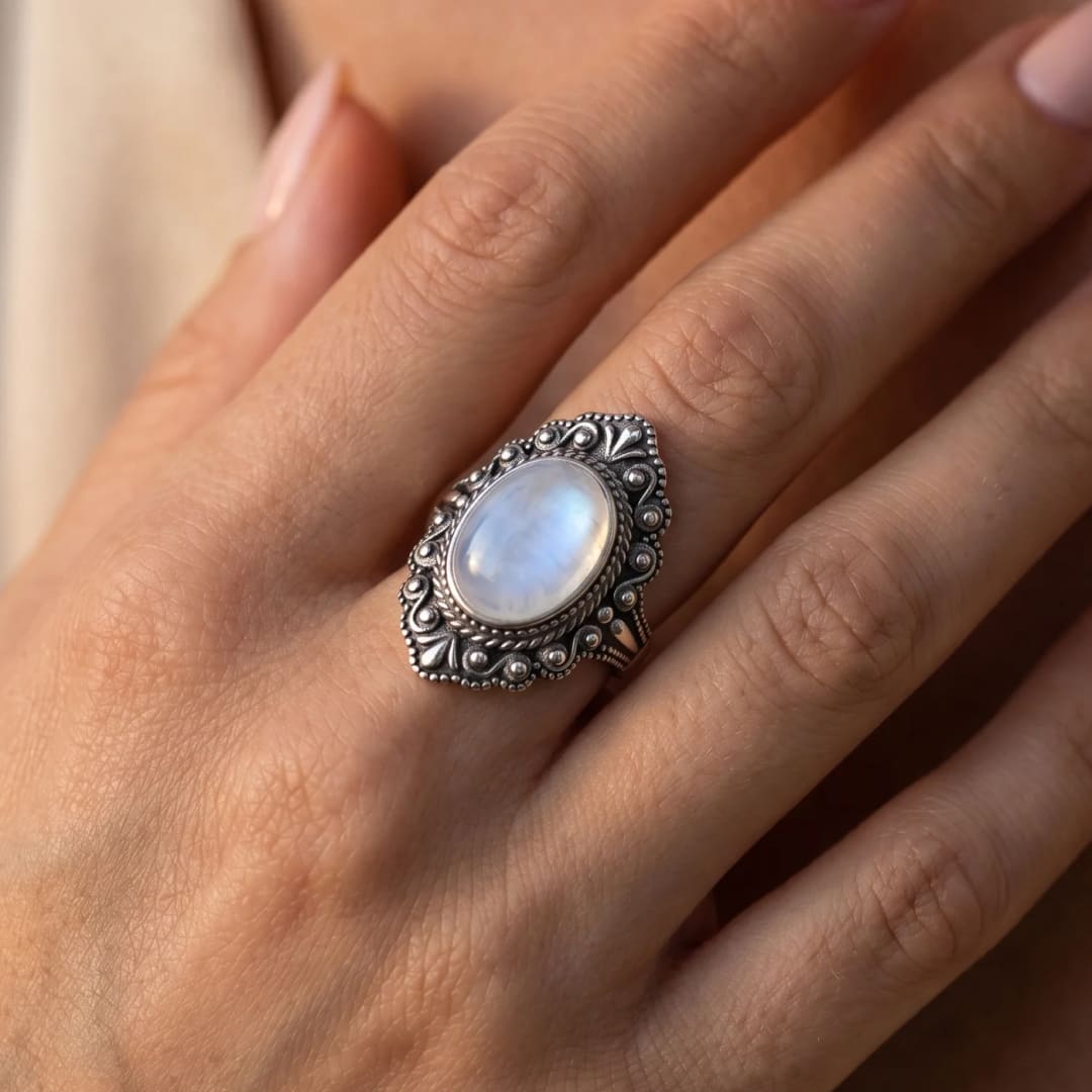 "Omen" Ring in Moonstone