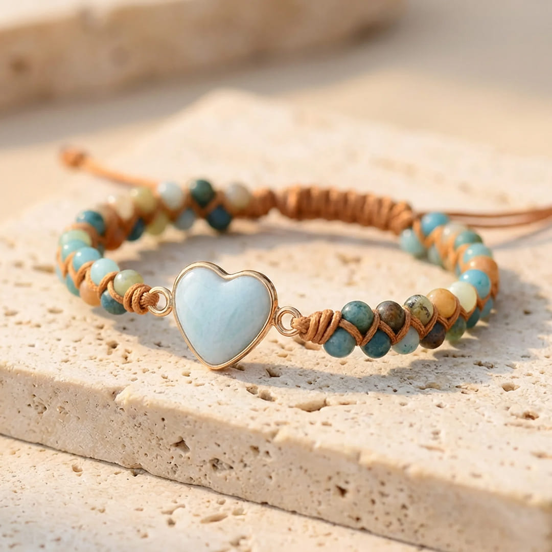 "Heart" Braided Bracelet in Amazonite