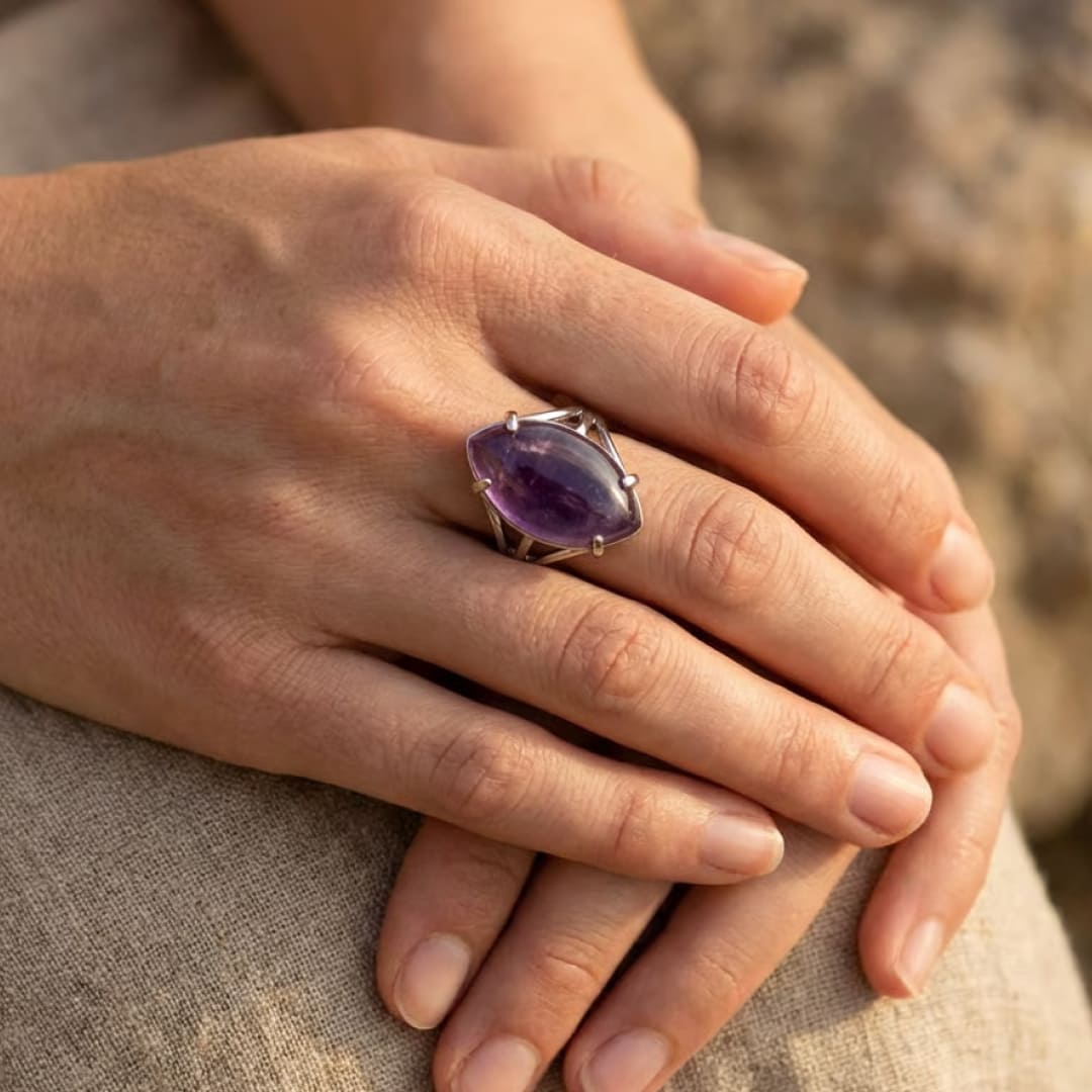 "Vision" Adjustable Ring in Natural Stone