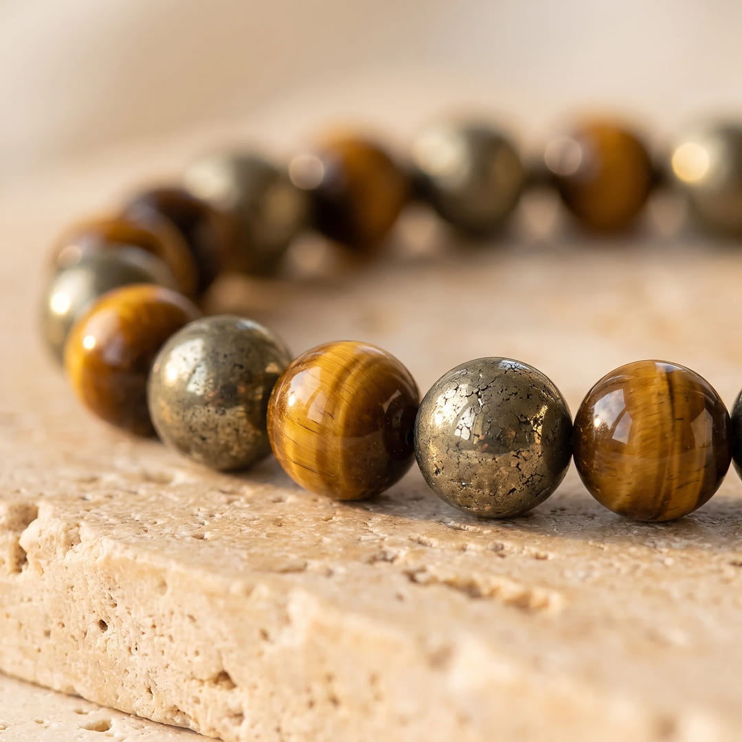 "Inner Fire" Bracelet in Pyrite & Tiger's Eye