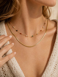 Serafina Beaded Necklace layered with Gia Snake Chain Necklace
