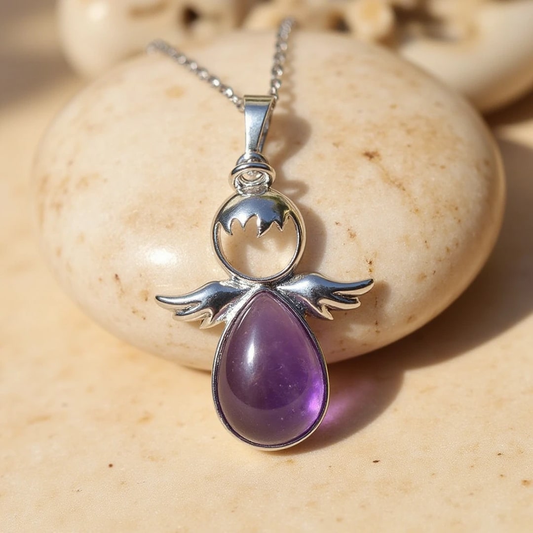 "Little Winged Guardian" Pendant and its Natural Stone