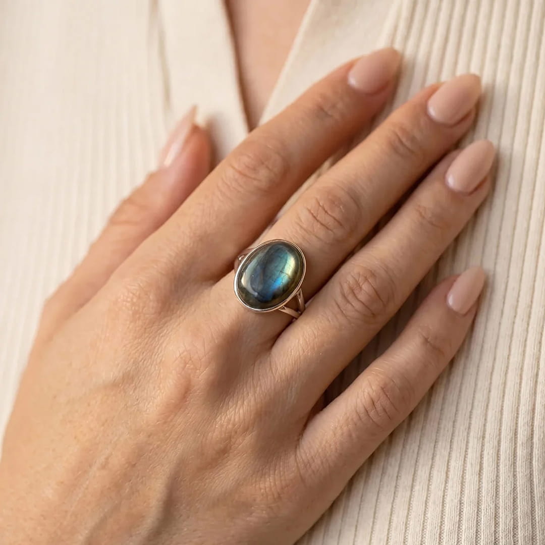 "Tara" Adjustable Ring in Labradorite