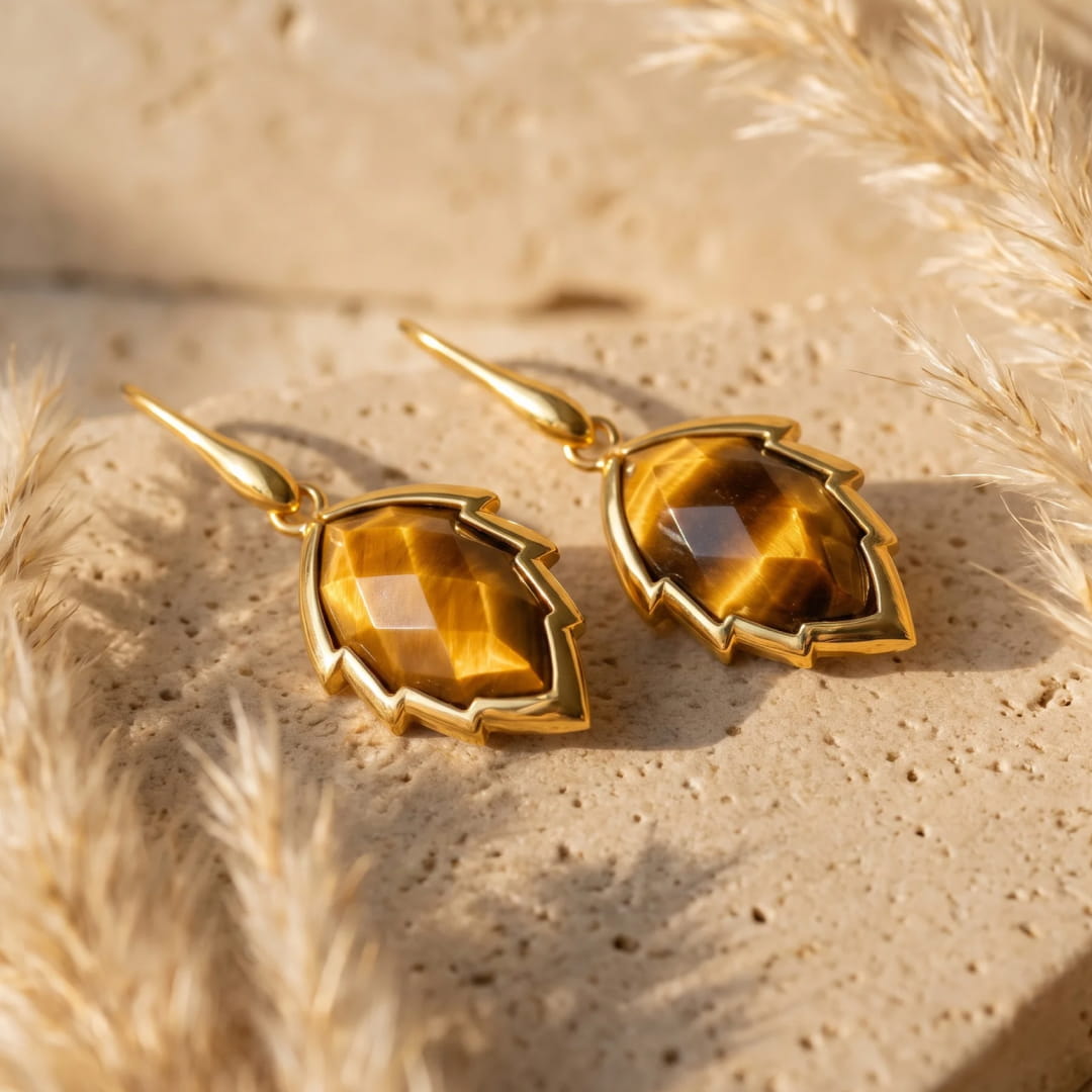 Leaves of the Tree Earrings in Natural Stone