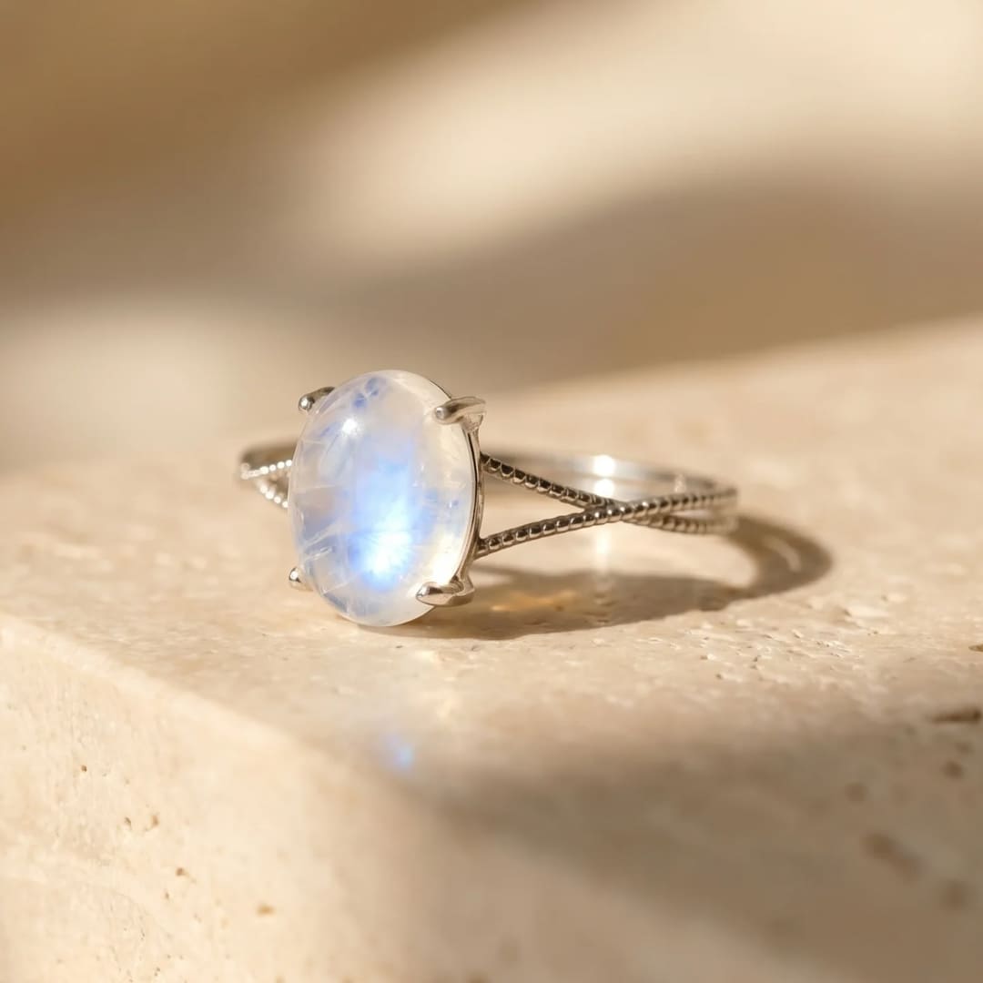 "Clarity of the Soul" Adjustable Ring in Moonstone
