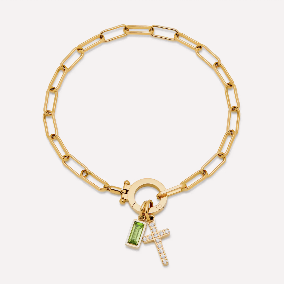 Grazia Birthstone Cross Bracelet — August