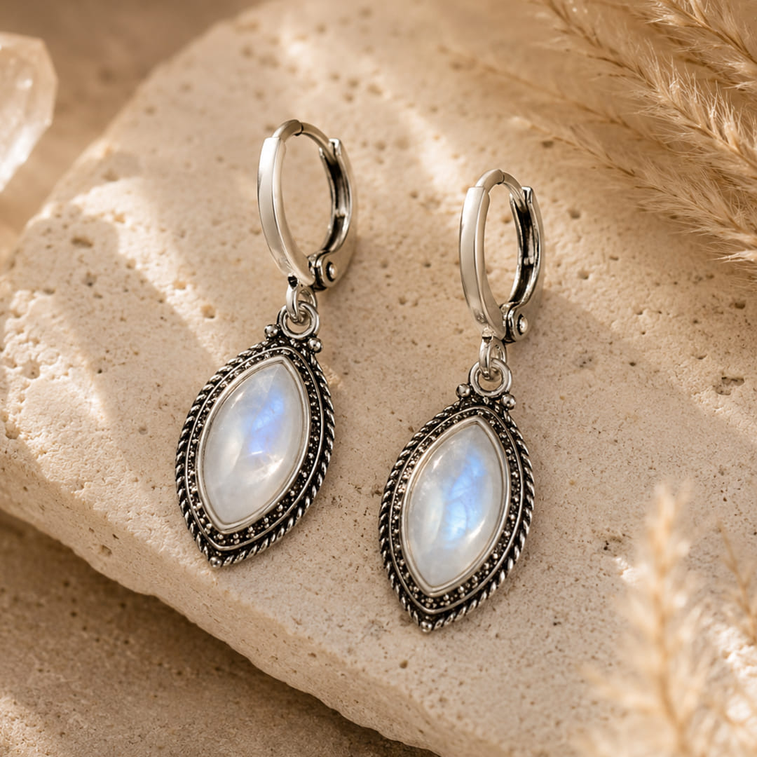 "Moonlight" Earrings in Moonstone